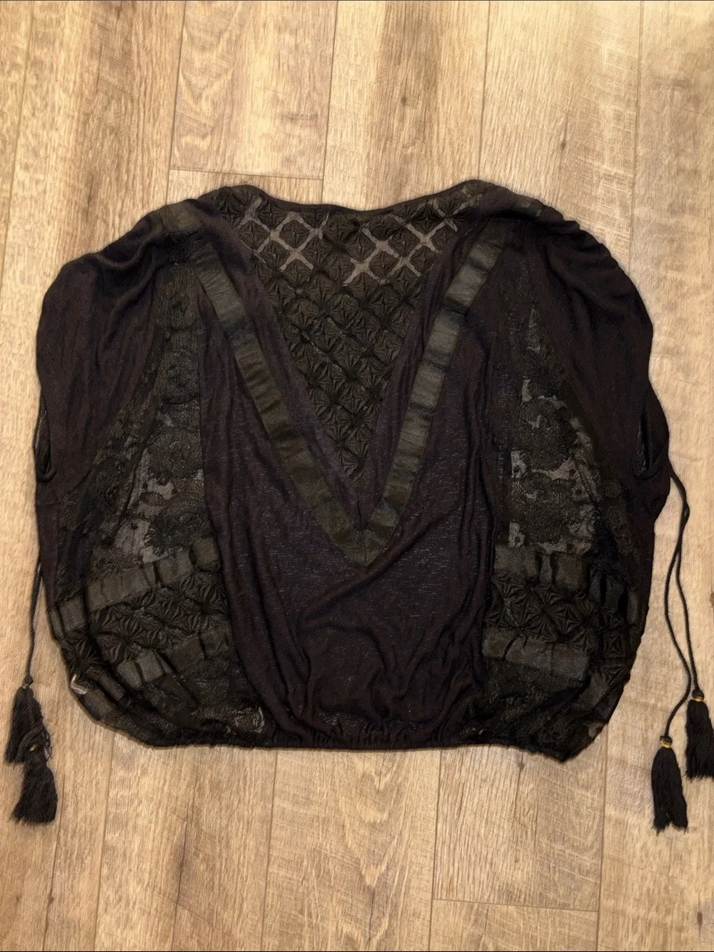 Free People New Romantics south of the Equator Semi Sheer Tassle Blouse